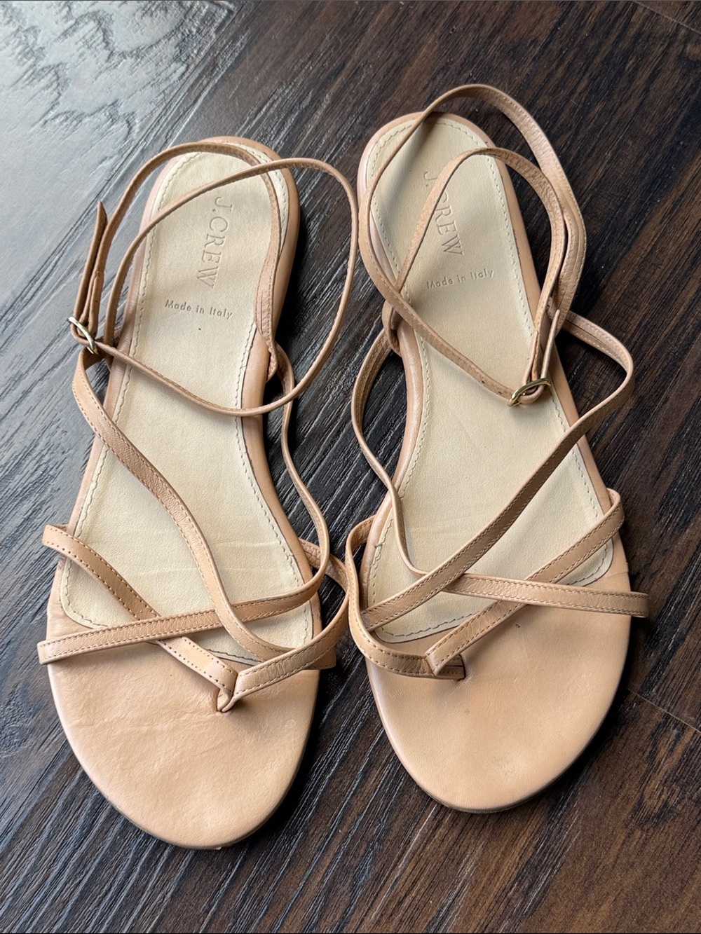 J. Crew Nude/Tan Leather Wrap-Strap Sandals